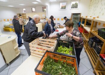 Pokrita tržnica v Idriji je za idrijske in cerkljanske ponudnike že od leta 2008 pomembna tržna pot za neposredno prodajo v lokalnem okolju. / foto: Bojan Tavčar